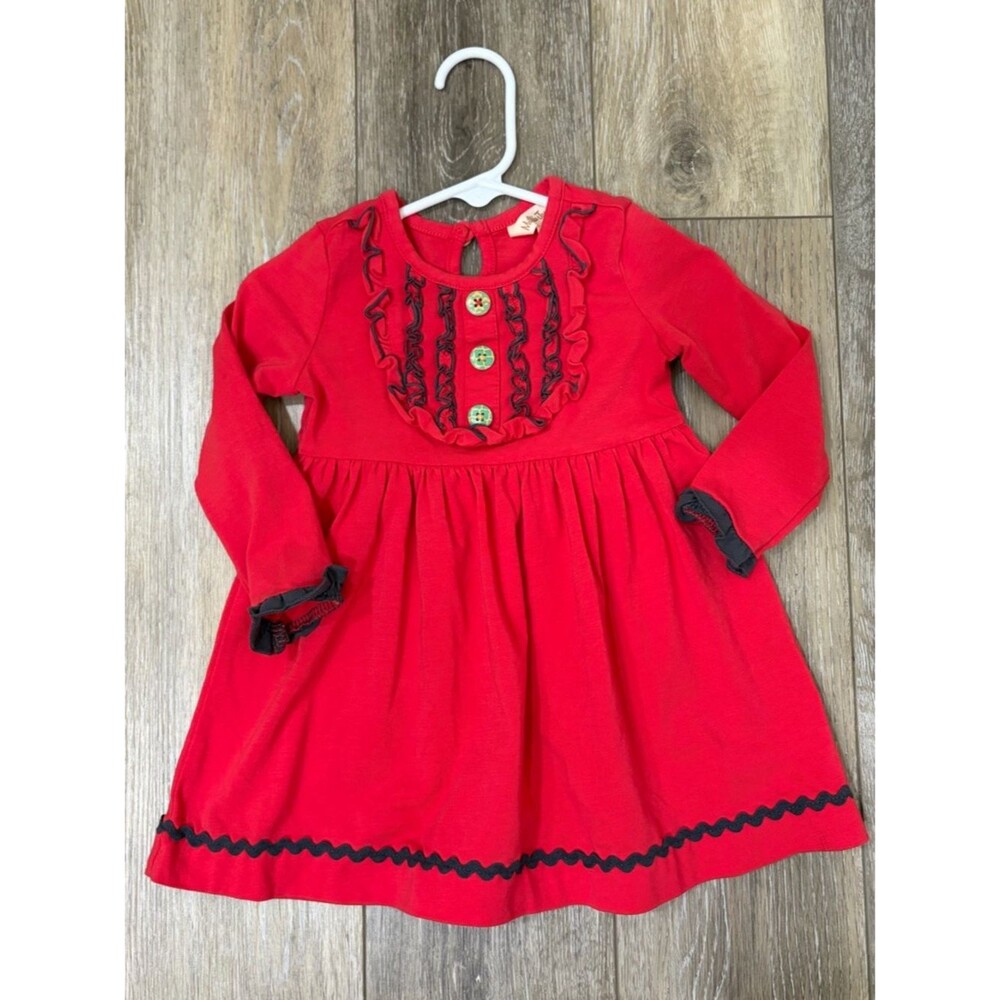 Matilda Jane Red Long Sleeve Ruffle Inspire Dress 12-18 Months
